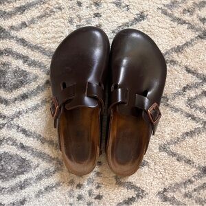 Brown Leather Boston Clog Birkenstocks
